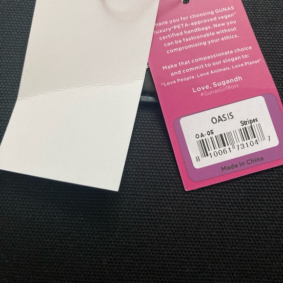 NWT Gunas New York Mini Tote style purse Crossbody Strap Dust Bag Oasis Black - Picture 3 of 7